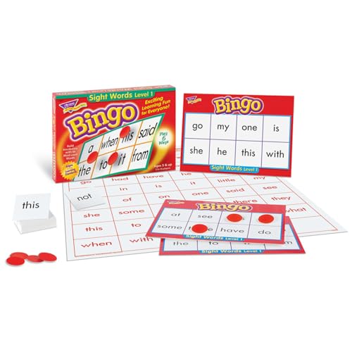 TREND Sight Words Level 1 Bingo Game – 36 Cards, 264 Chips, 6 Ways to Play, Ages 5+