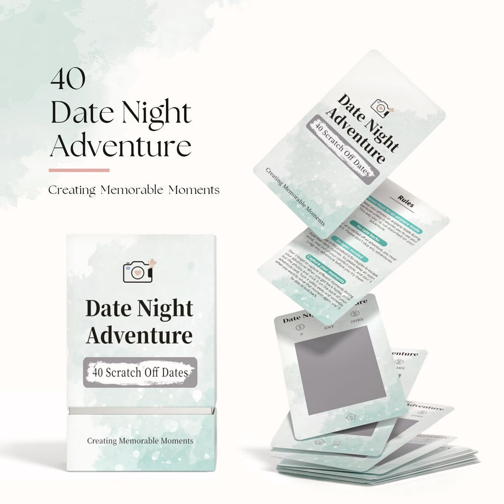 Tryuunion 40 Scratch Off Date Night Cards for Couples – Mystery Date Game with Time & Budget Info, Gift for Anniversaries, Bridal Showers, Engagements