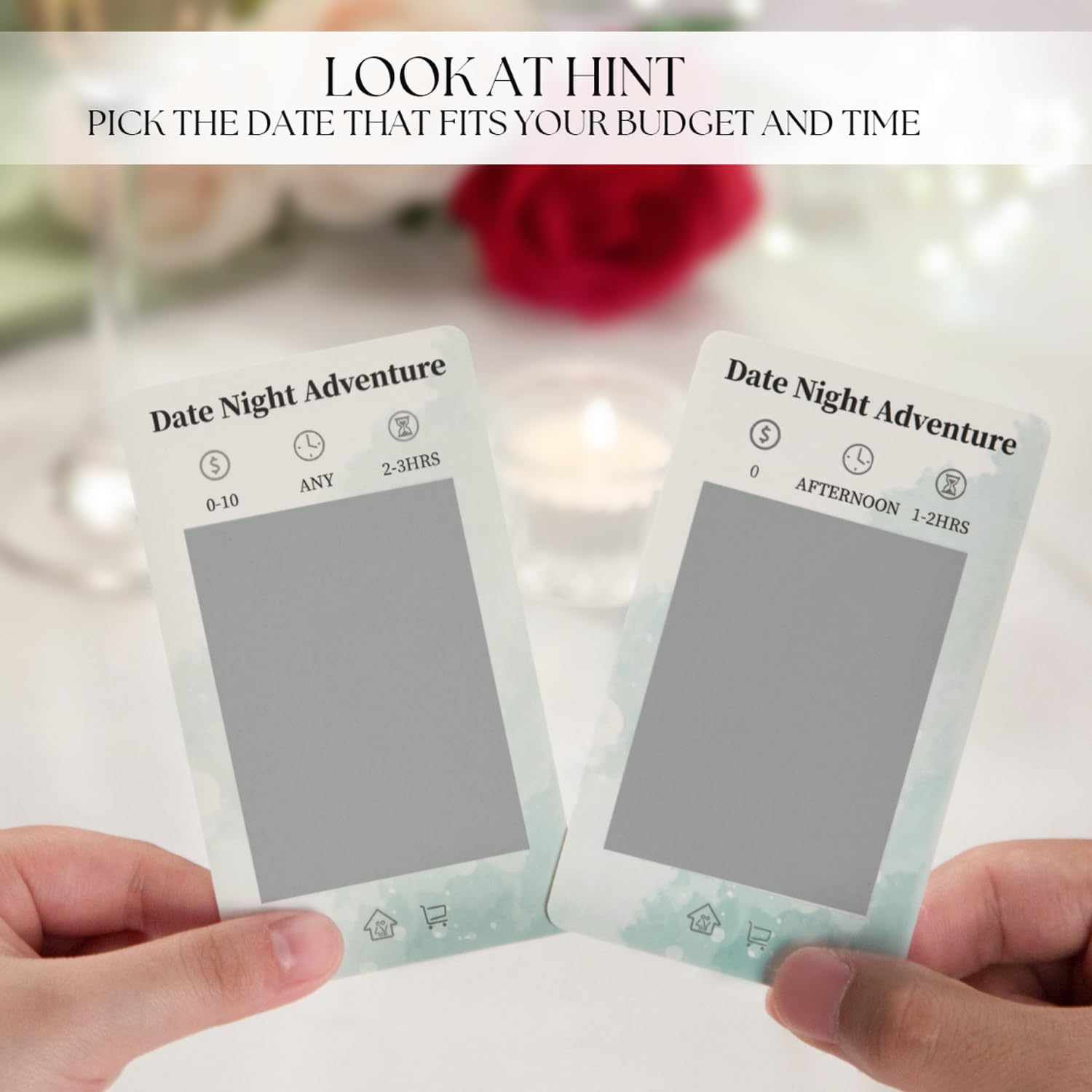 Tryuunion 40 Scratch Off Date Night Cards for Couples – Mystery Date Game with Time & Budget Info, Gift for Anniversaries, Bridal Showers, Engagements