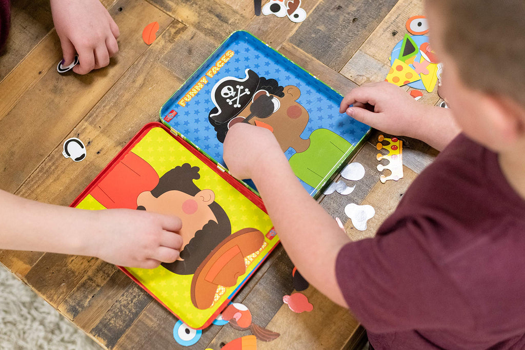 TS Shure by Bendon Create Funny Faces Magnetic Activity Tin with 3 Magnet Sheets and 2 Play Scene Cards