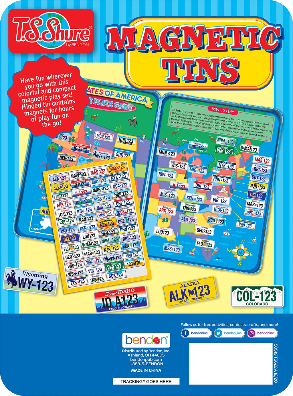 TS Shure License Plate Game Magnetic Activity Tin – Travel-Friendly Foam Magnet Set