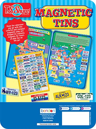 TS Shure License Plate Game Magnetic Activity Tin – Travel-Friendly Foam Magnet Set