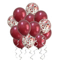 TSOTU 50-Pack Burgundy Metallic & Confetti Balloons for Wedding, Bridal Shower, Valentine's Day Decor