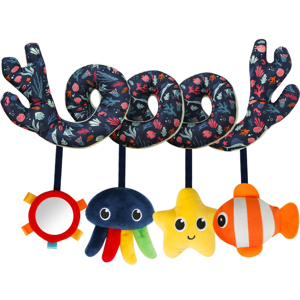 TSYAN Spiral Car Seat Toy – Ocean-Themed Plush Activity Toy for Newborns 0-12 Months