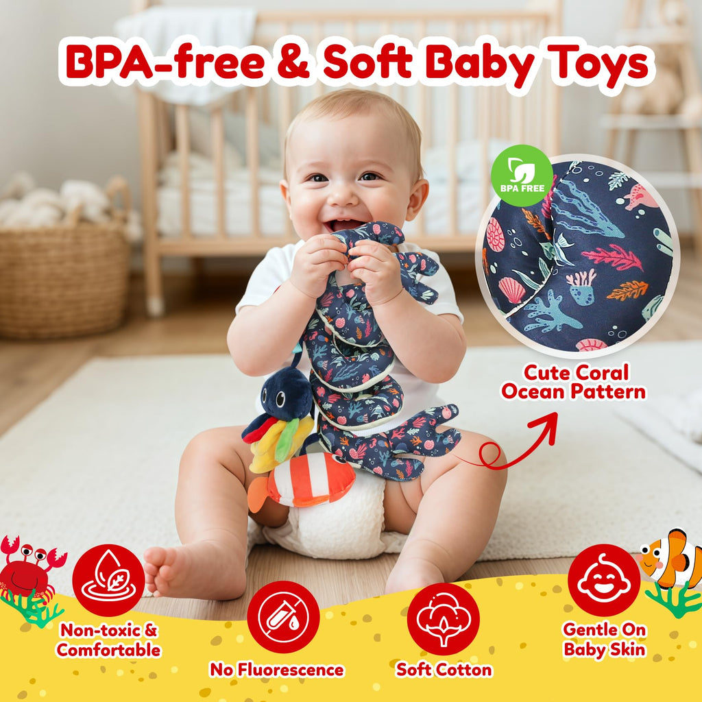 TSYAN Spiral Car Seat Toy – Ocean-Themed Plush Activity Toy for Newborns 0-12 Months
