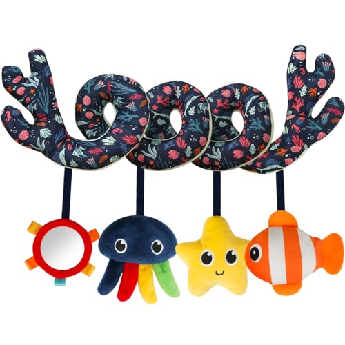 TSYAN Spiral Car Seat Toy – Ocean-Themed Plush Activity Toy for Newborns 0-12 Months