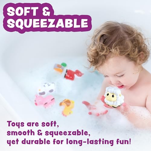 Tub Works Barnyard Mold Free Bath Toys 6-Pack – Sealed No-Hole Farm Animals for Toddlers