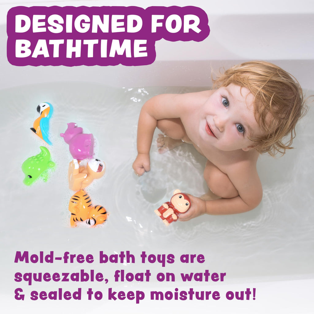 Tub Works Rainforest Mold Free Bath Toys: Sealed, No-Hole Design for Safe Bathtime Fun