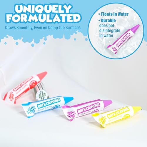 Tub Works Sweet Scents Smooth Bath Crayons – 12 Nontoxic, Washable Crayons for Toddlers, Float in Water, Draw on Wet Tub Walls
