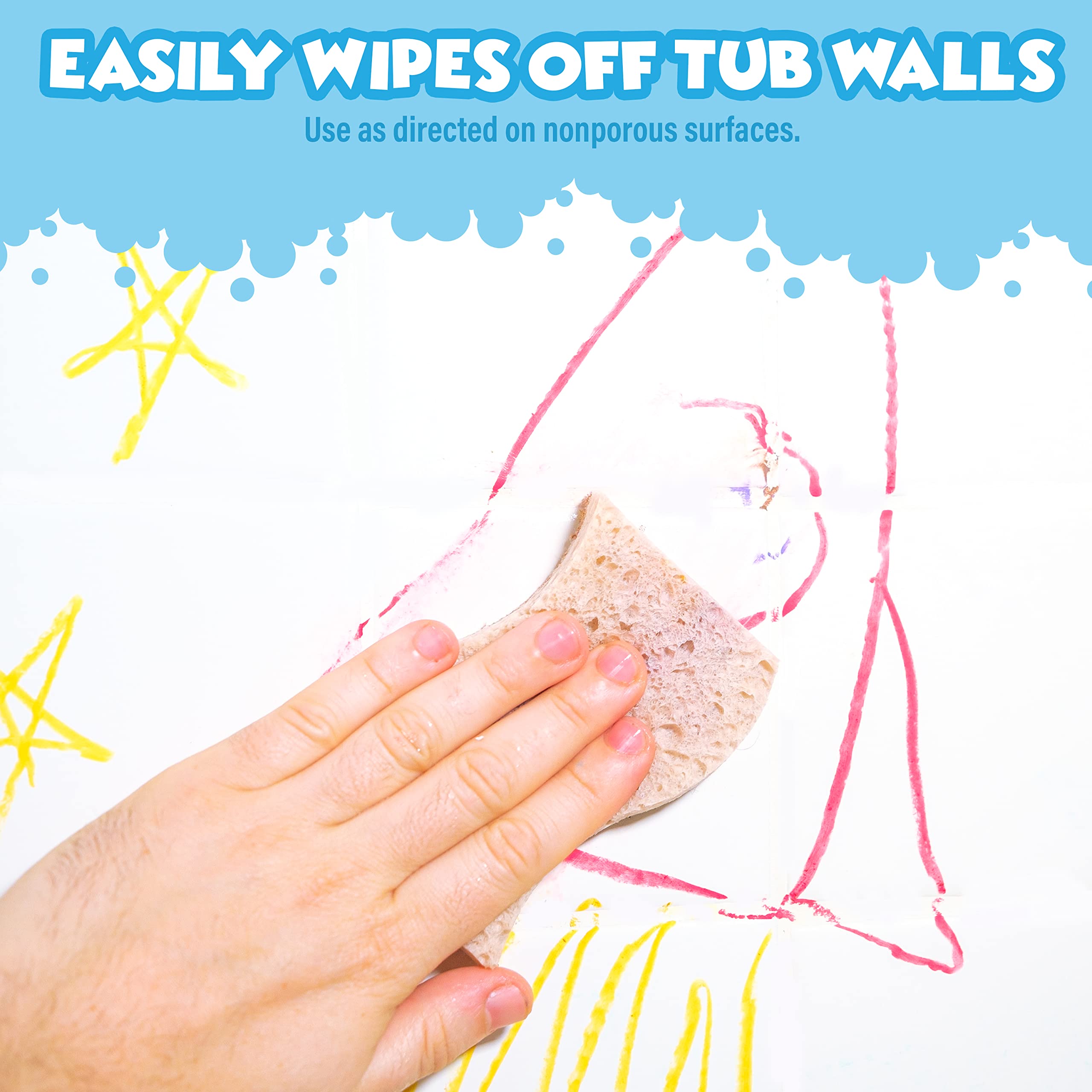 Tub Works Sweet Scents Smooth Bath Crayons – 12 Nontoxic, Washable Crayons for Toddlers, Float in Water, Draw on Wet Tub Walls