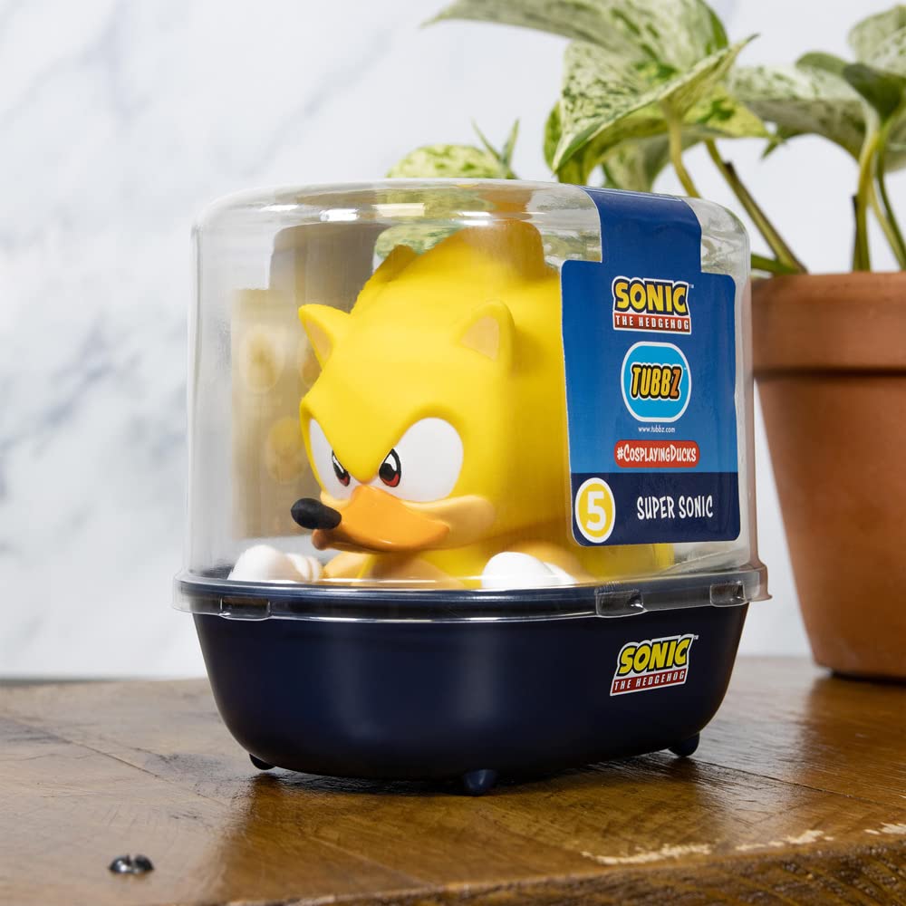TUBBZ Super Sonic Collectible Duck Figure – Official Sonic Merchandise, 9cm Vinyl with Stackable Tub