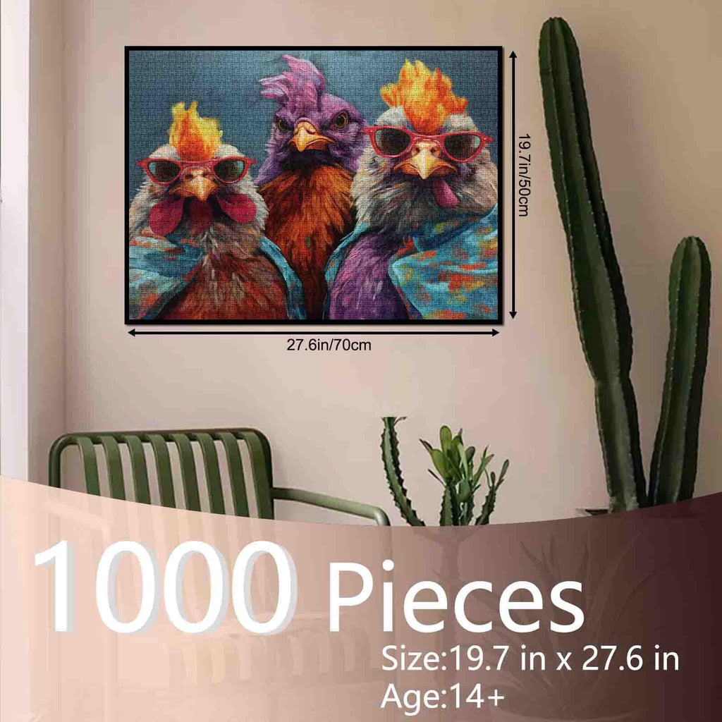 Tucocoo 1000 Piece Jigsaw Puzzle – Rustic Chickens Portrait for Adults, 27x20 Inches Finished Size