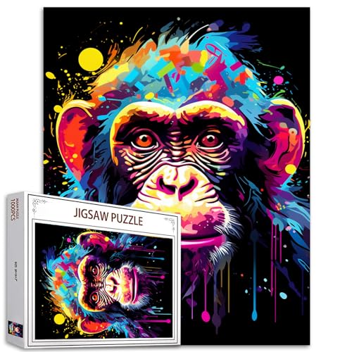 Tucocoo Graffiti Monkey 1000-Piece Jigsaw Puzzle for Adults – Colorful Cartoon Art, Recycled Board, Includes Poster, 27.56 x 19.69 Inches