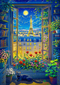 TUMBAUMBA 1000-Piece Cat in Paris Jigsaw Puzzle – Matte Finish with Poster