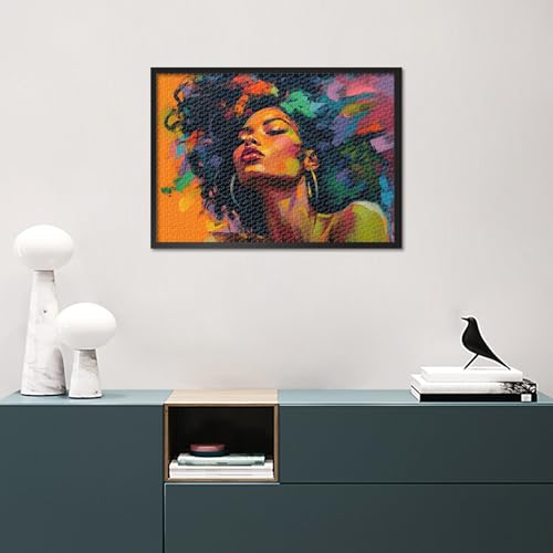 TUMOVO 1000-Piece Puzzle: Colorful Abstract Black Woman Portrait, Afrocentric Pop Art Jigsaw for Adults - 27.5x19.7 Inches, Premium Quality