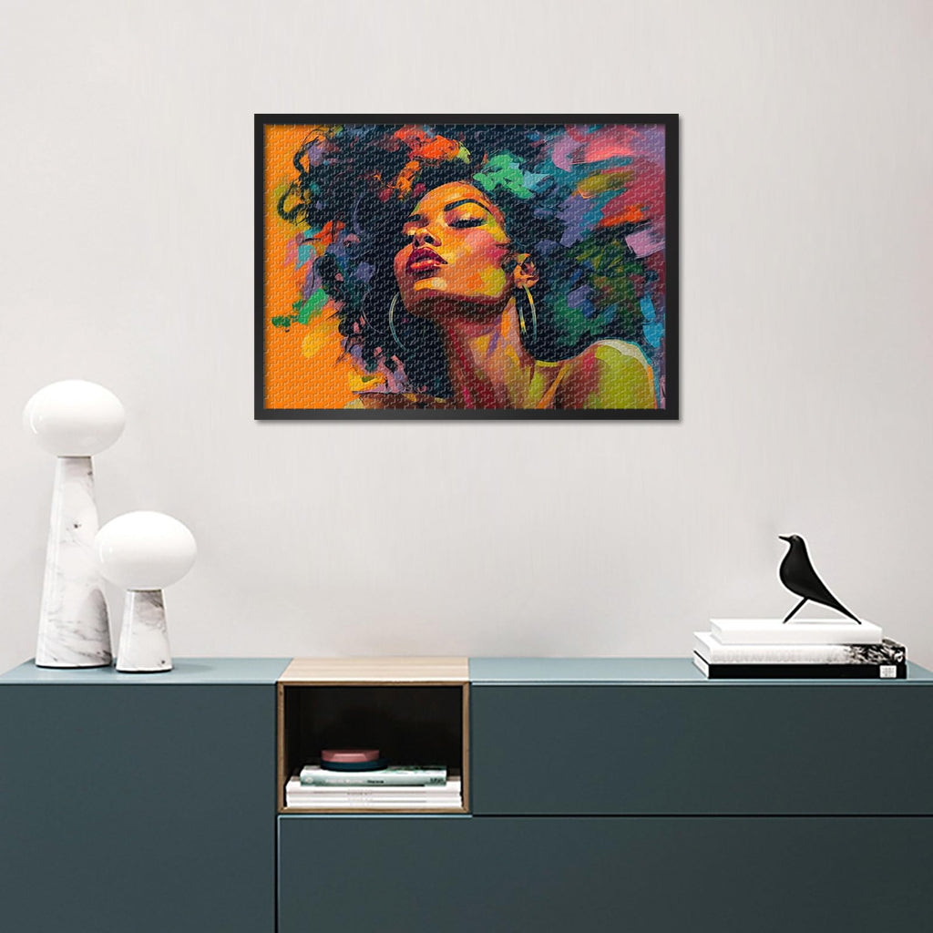 TUMOVO 1000-Piece Puzzle: Colorful Abstract Black Woman Portrait, Afrocentric Pop Art Jigsaw for Adults - 27.5x19.7 Inches, Premium Quality