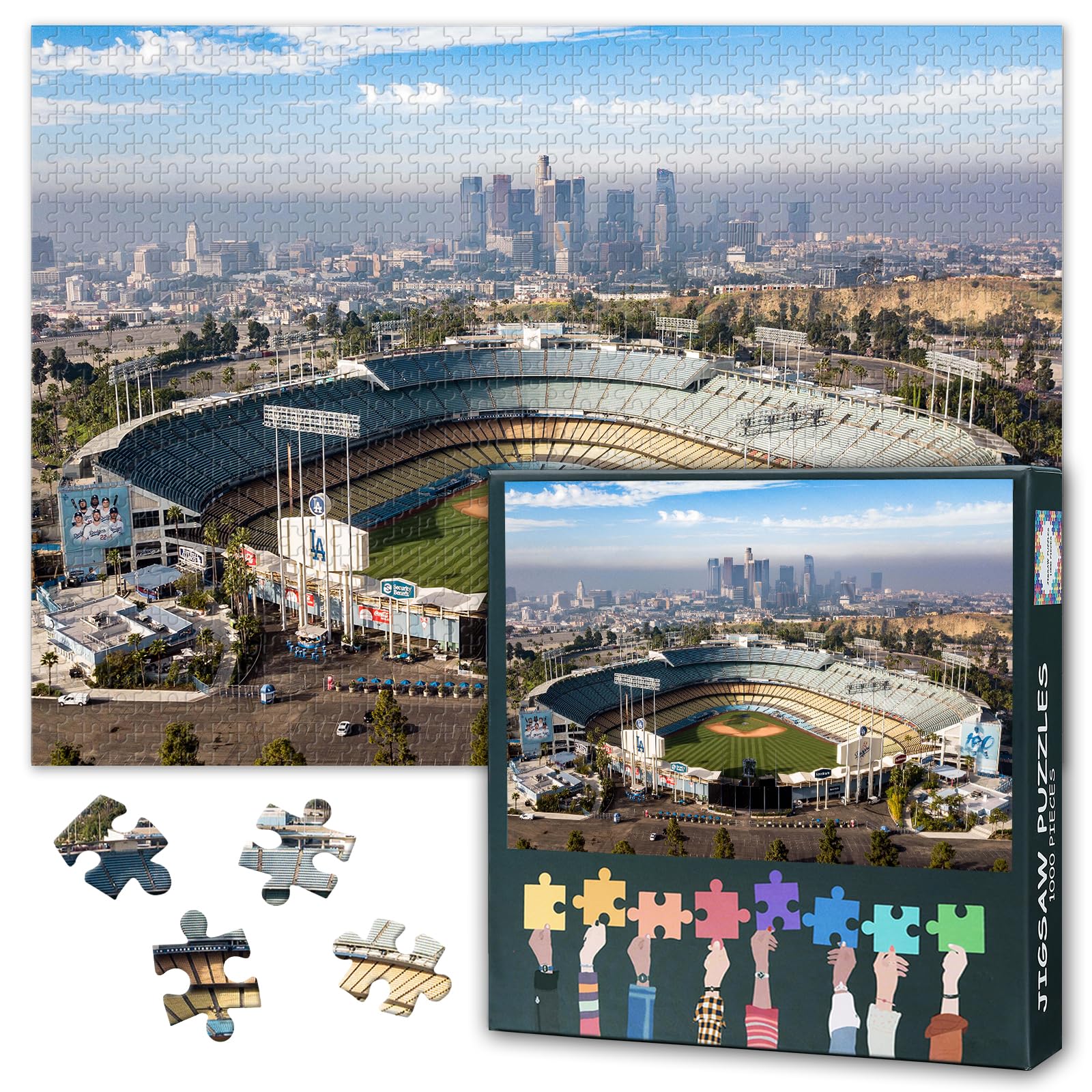 TUMOVO Dodger Stadium 1000 Piece Jigsaw Puzzle - 27.5x19.7 Inch Baseball Park Puzzle for Adults