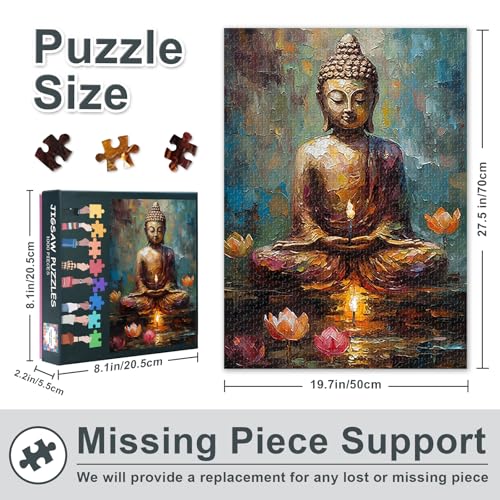 TUMOVO Zen Buddha 1000 Piece Jigsaw Puzzle for Adults – 27.5x19.7 Inch Finished Size with Poster