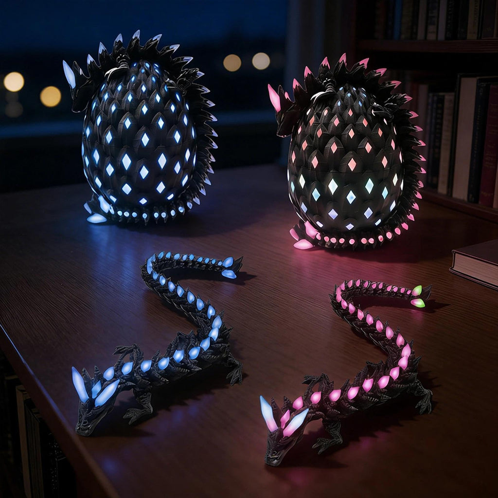 Tungole Glow-in-the-Dark 3D Dragon Egg – UV Reactive, Poseable, with Matching Egg – Toy for Kids