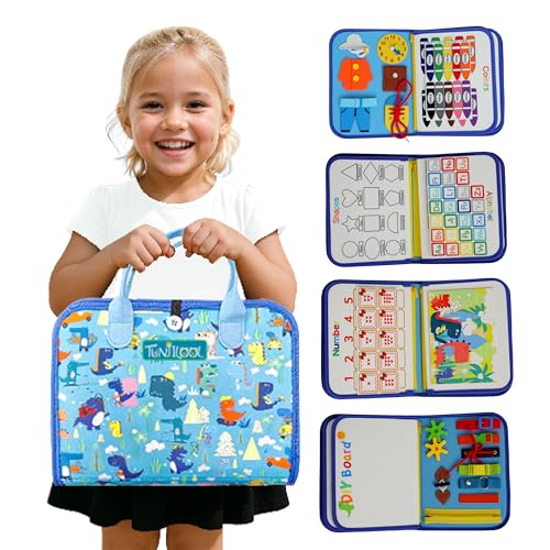 TUNJILOOL Montessori Busy Board – 8-in-1 Sensory Activity Book with Detachable Pages