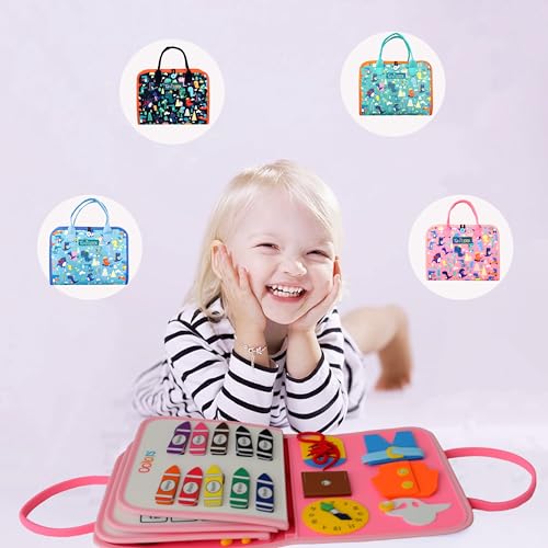 TUNJILOOL Montessori Busy Board – 8-in-1 Sensory Activity Book with Detachable Pages