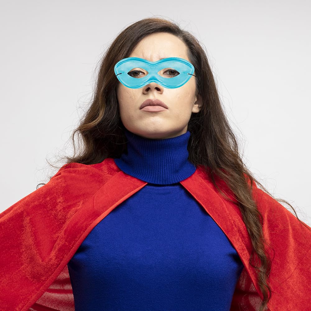 Turquoise Super Hero Fabric Eye Mask – 2.87" x 8.25" – Reusable Costume Mask by Amscan