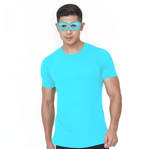 Turquoise Super Hero Fabric Eye Mask – 2.87" x 8.25" – Reusable Costume Mask by Amscan