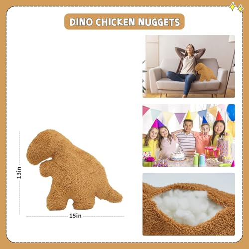 TVVPGG 15-Inch Dino Nugget Pillow – Ultra-Soft Chicken Nugget Plush for Kids and Adults