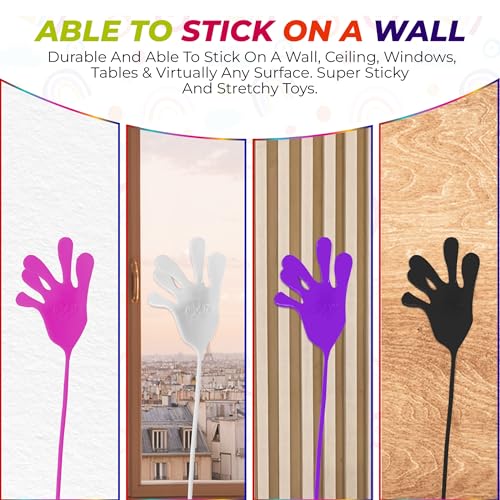 TwCare Jumbo Giant Sticky Hands 4-Pack – 12-Inch Stretchy Silicone Stress Relief Toys for Kids and Adults, Party Favors, Classroom Prizes