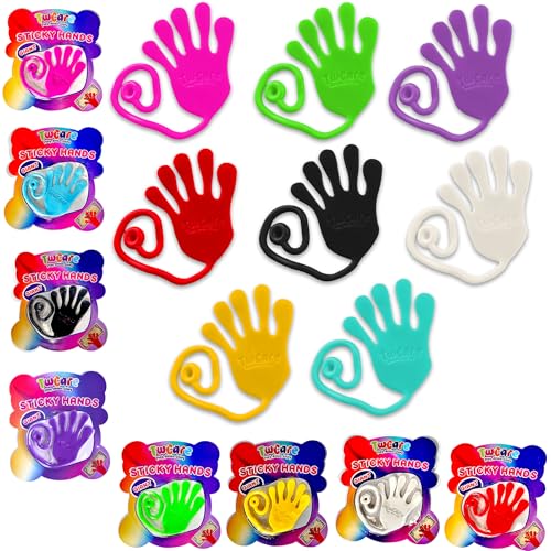 TwCare Jumbo Giant Sticky Hands 4-Pack – 12-Inch Stretchy Silicone Stress Relief Toys for Kids and Adults, Party Favors, Classroom Prizes