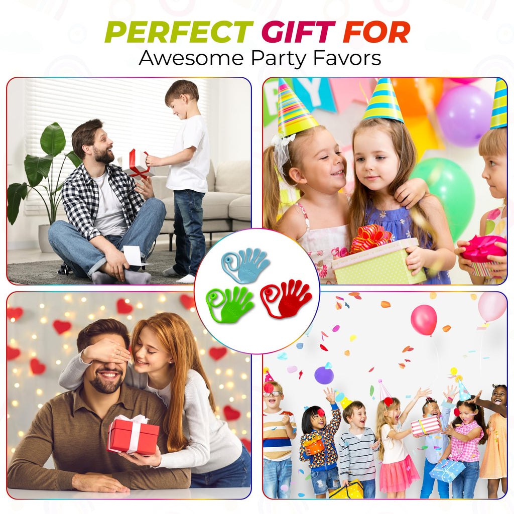 TwCare Jumbo Giant Sticky Hands 4-Pack – 12-Inch Stretchy Silicone Stress Relief Toys for Kids and Adults, Party Favors, Classroom Prizes