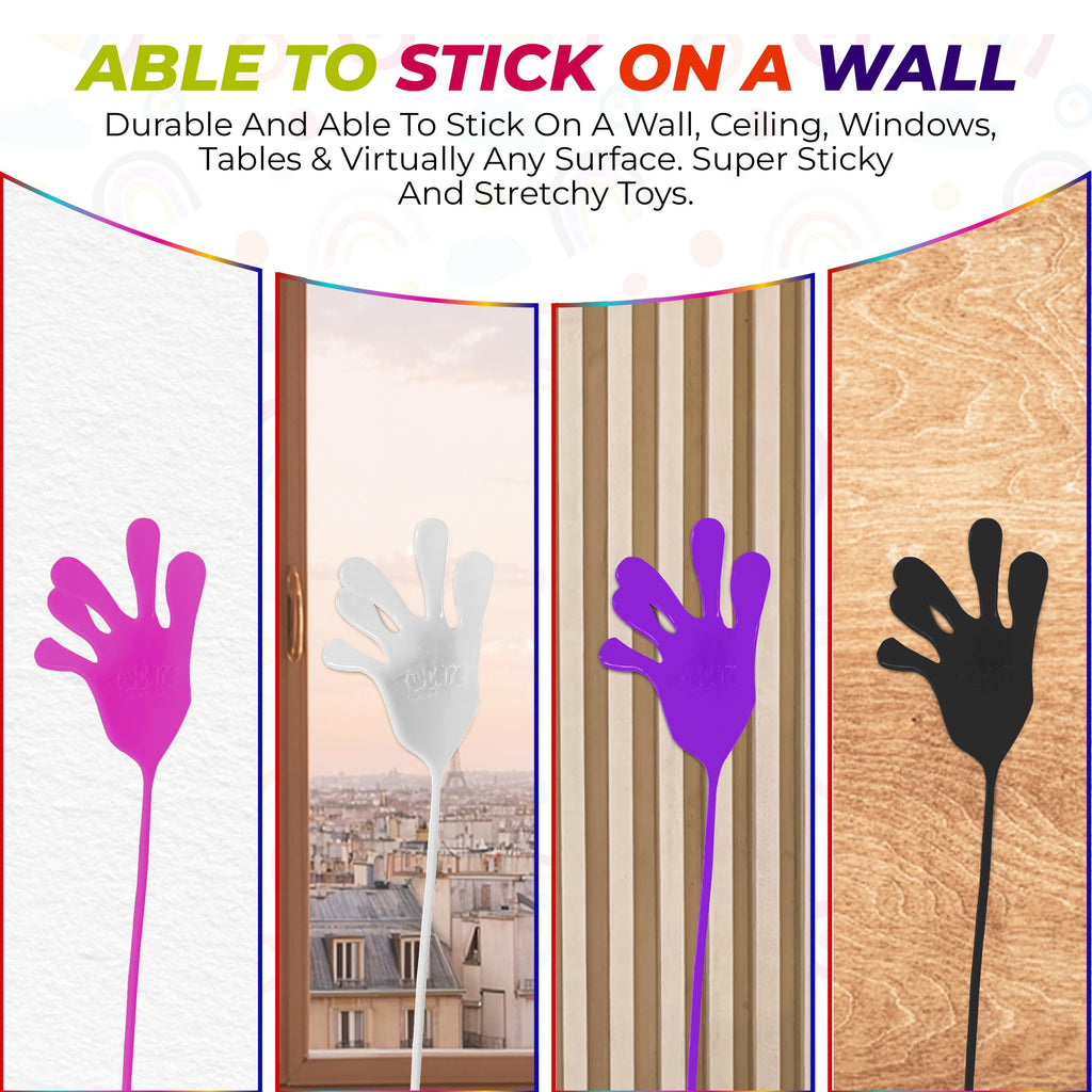 TwCare Jumbo Giant Sticky Hands 4-Pack – 12-Inch Stretchy Silicone Stress Relief Toys for Kids and Adults, Party Favors, Classroom Prizes
