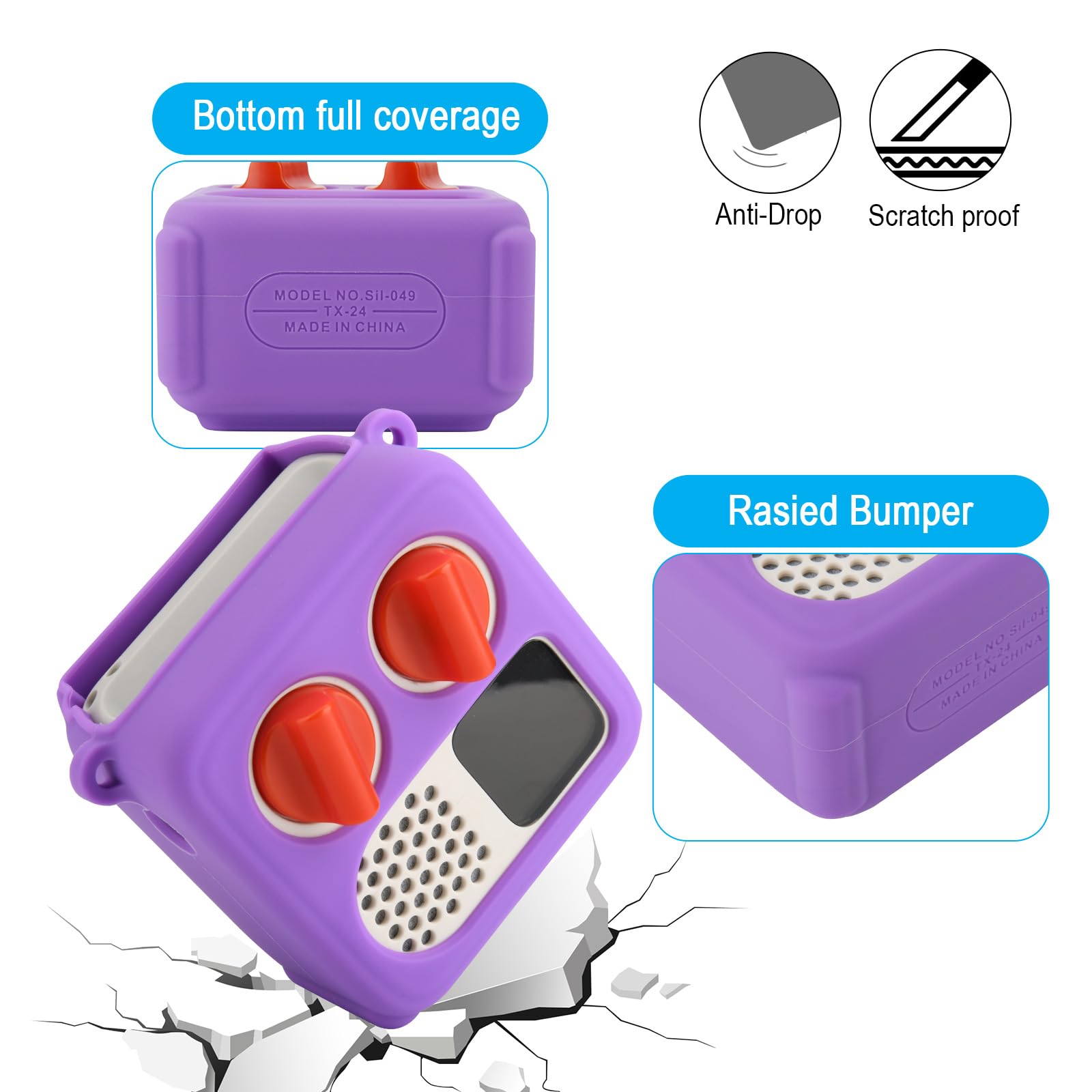 TXEsign Silicone Case Cover for Yoto Mini (2024 Edition) - Purple with Adjustable Shoulder Strap