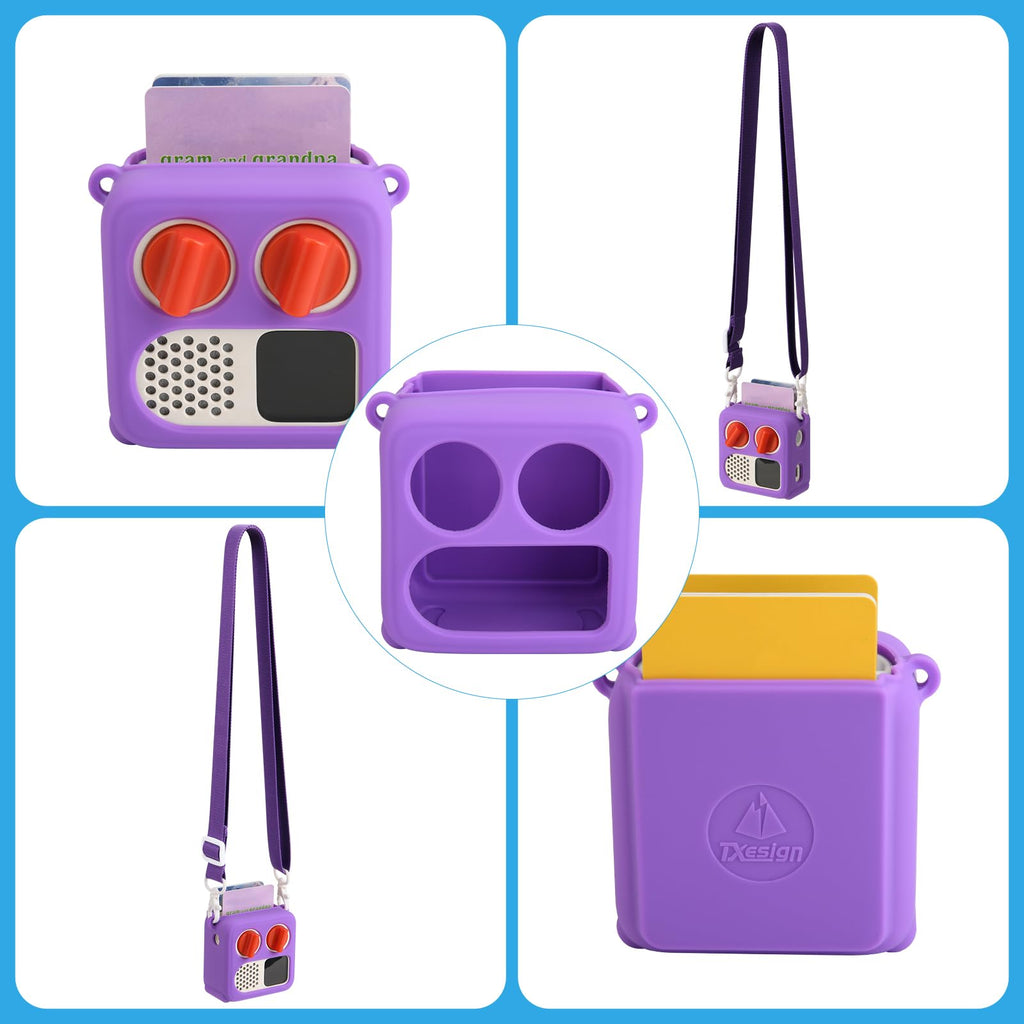 TXEsign Silicone Case Cover for Yoto Mini (2024 Edition) - Purple with Adjustable Shoulder Strap