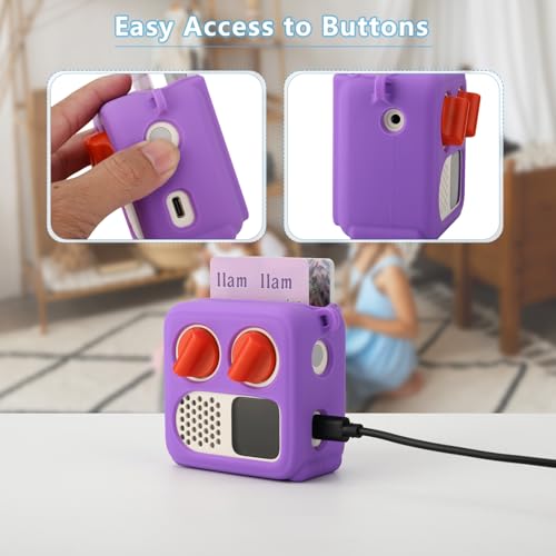 TXEsign Silicone Case Cover for Yoto Mini (2024 Edition) - Purple with Adjustable Shoulder Strap