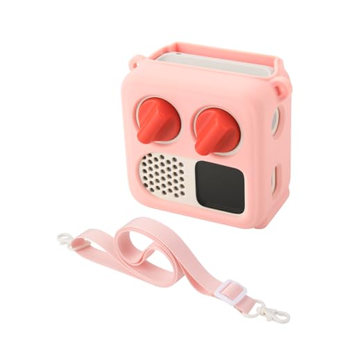 TXEsign Silicone Case Cover for Yoto Mini (2024 Edition) – Pink Protective Travel Carrying Case with Adjustable Strap