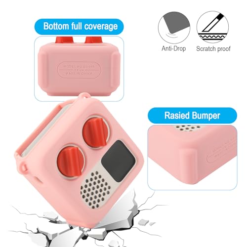 TXEsign Silicone Case Cover for Yoto Mini (2024 Edition) – Pink Protective Travel Carrying Case with Adjustable Strap