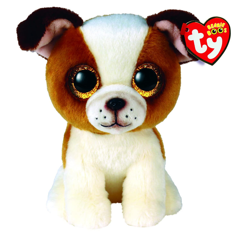 Ty Beanie Boo Hugo Bulldog Plush - 15 cm Soft Toy with Golden Glitter Eyes