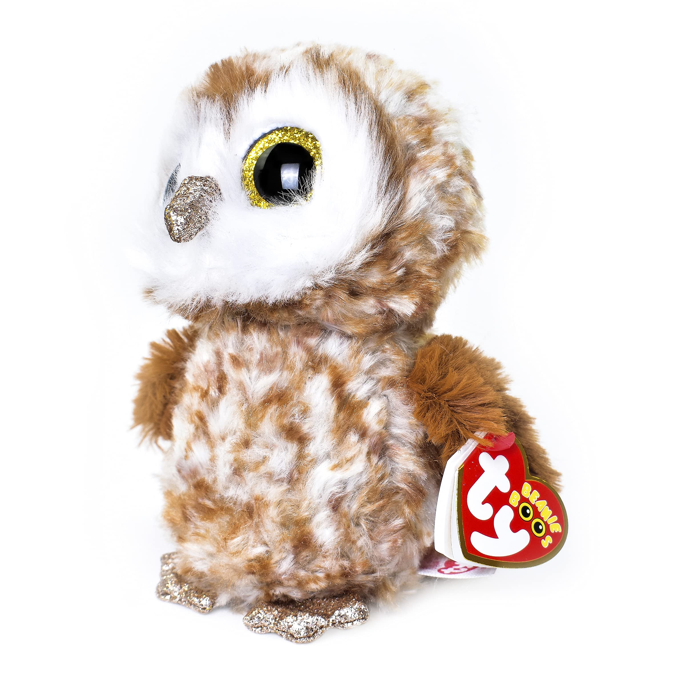 Ty Beanie Boo Percy Barn Owl Plush – 15 cm Soft Toy with Glitter Eyes & Retro Heart Tag