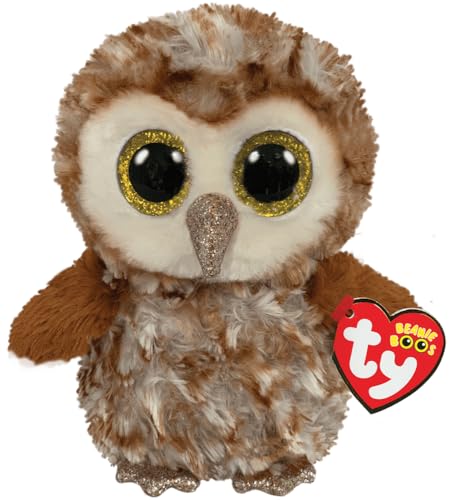 Ty Beanie Boo Percy Barn Owl Plush – 15 cm Soft Toy with Glitter Eyes & Retro Heart Tag