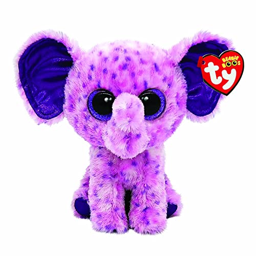 Ty Beanie Boo's Eva - 6 Inch Pink Elephant Stuffed Animal with Purple Ears