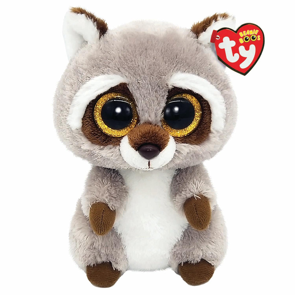 Ty Beanie Boo's Oakie the Raccoon Plush – 15 cm Soft Stuffed Animal with Glitter Eyes