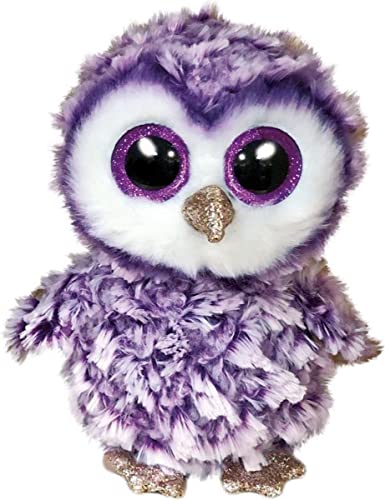 Ty Moonlight OWL-Boo Medium Plush - Multicolored Beanie Boo with Glitter Eyes