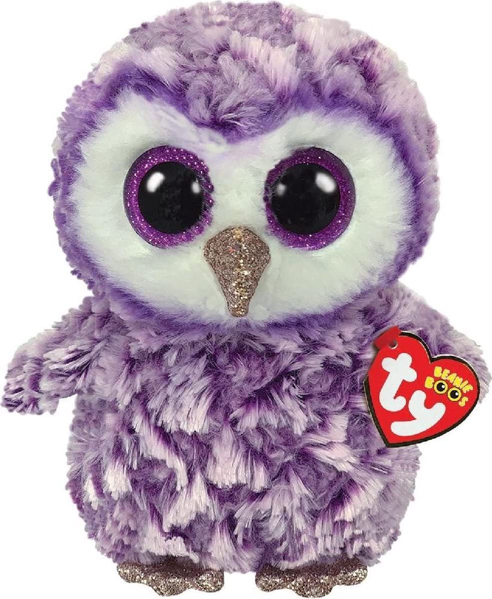 Ty Moonlight OWL-Boo Medium Plush - Multicolored Beanie Boo with Glitter Eyes