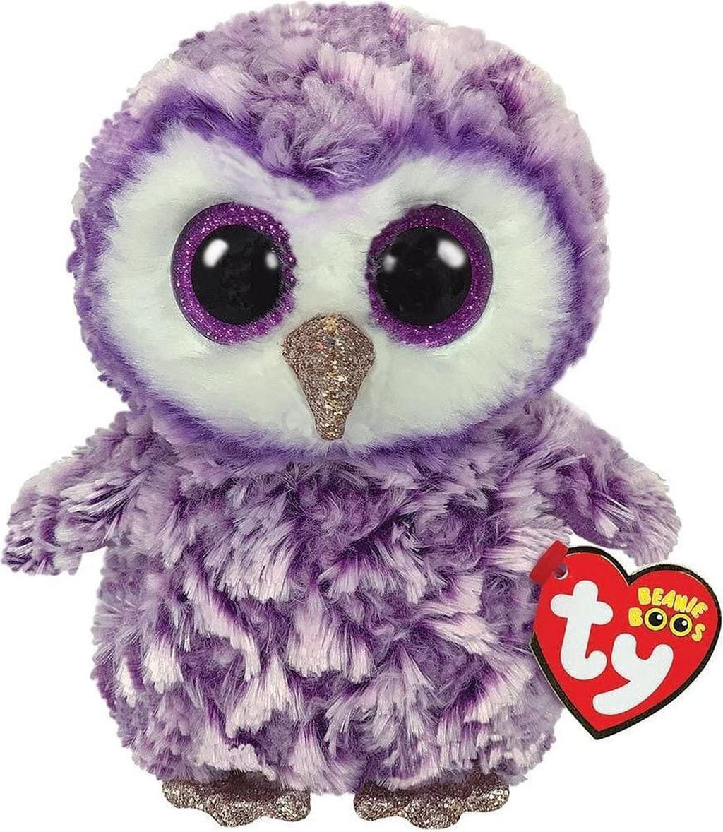 Ty Moonlight OWL-Boo Medium Plush - Multicolored Beanie Boo with Glitter Eyes