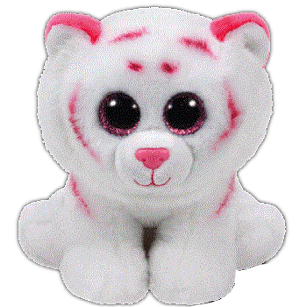 Ty Tabor Pink & White Tiger Plush – 6 Inches, Soft Polyester Fiber & Plastic Pellets