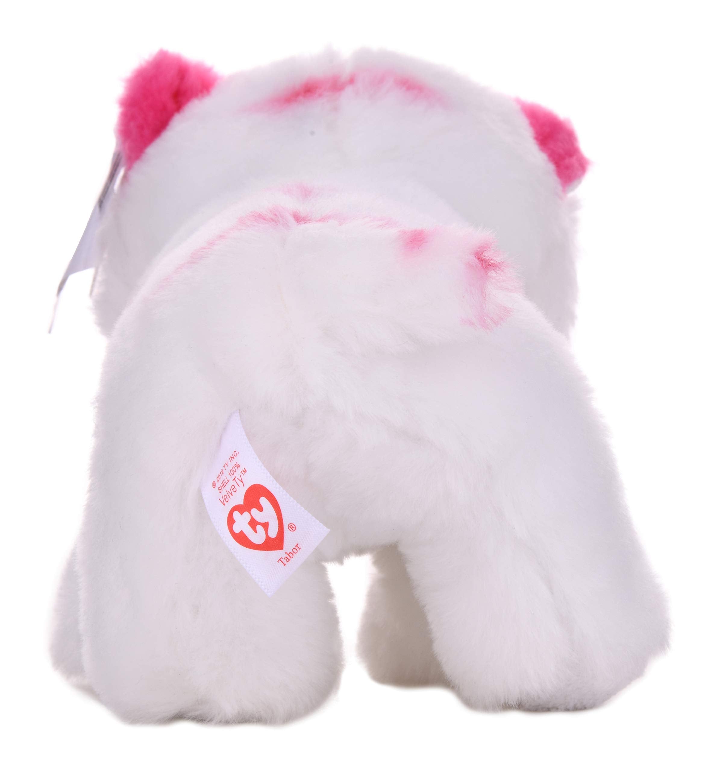 Ty Tabor Pink & White Tiger Plush – 6 Inches, Soft Polyester Fiber & Plastic Pellets