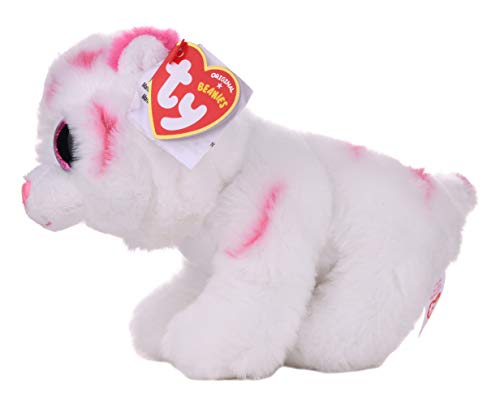Ty Tabor Pink & White Tiger Plush – 6 Inches, Soft Polyester Fiber & Plastic Pellets