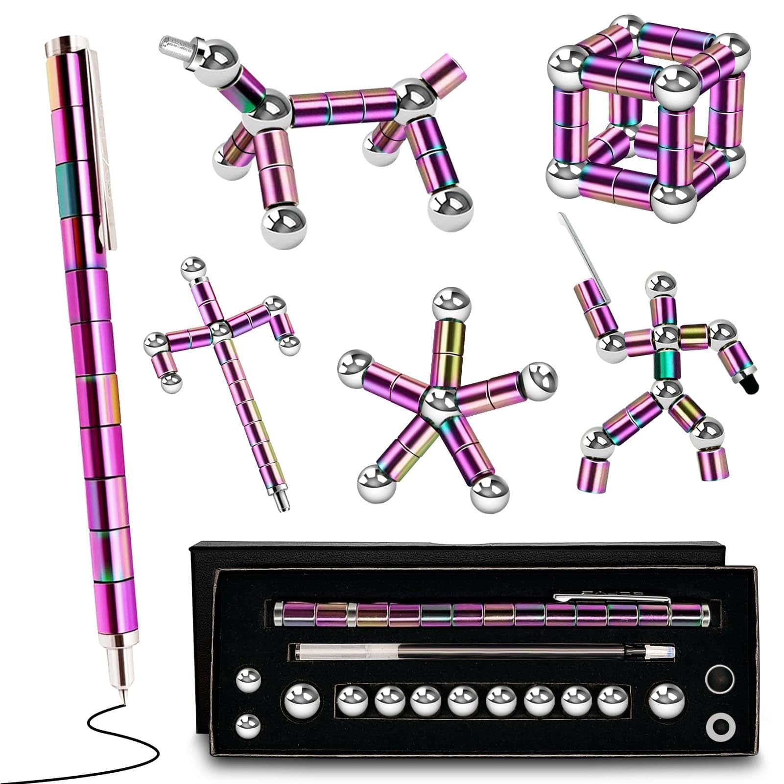 TYJHAFN Magnetic Fidget Pen – Modular Metal Stress Relief Toy & Writing Stylus for Adults