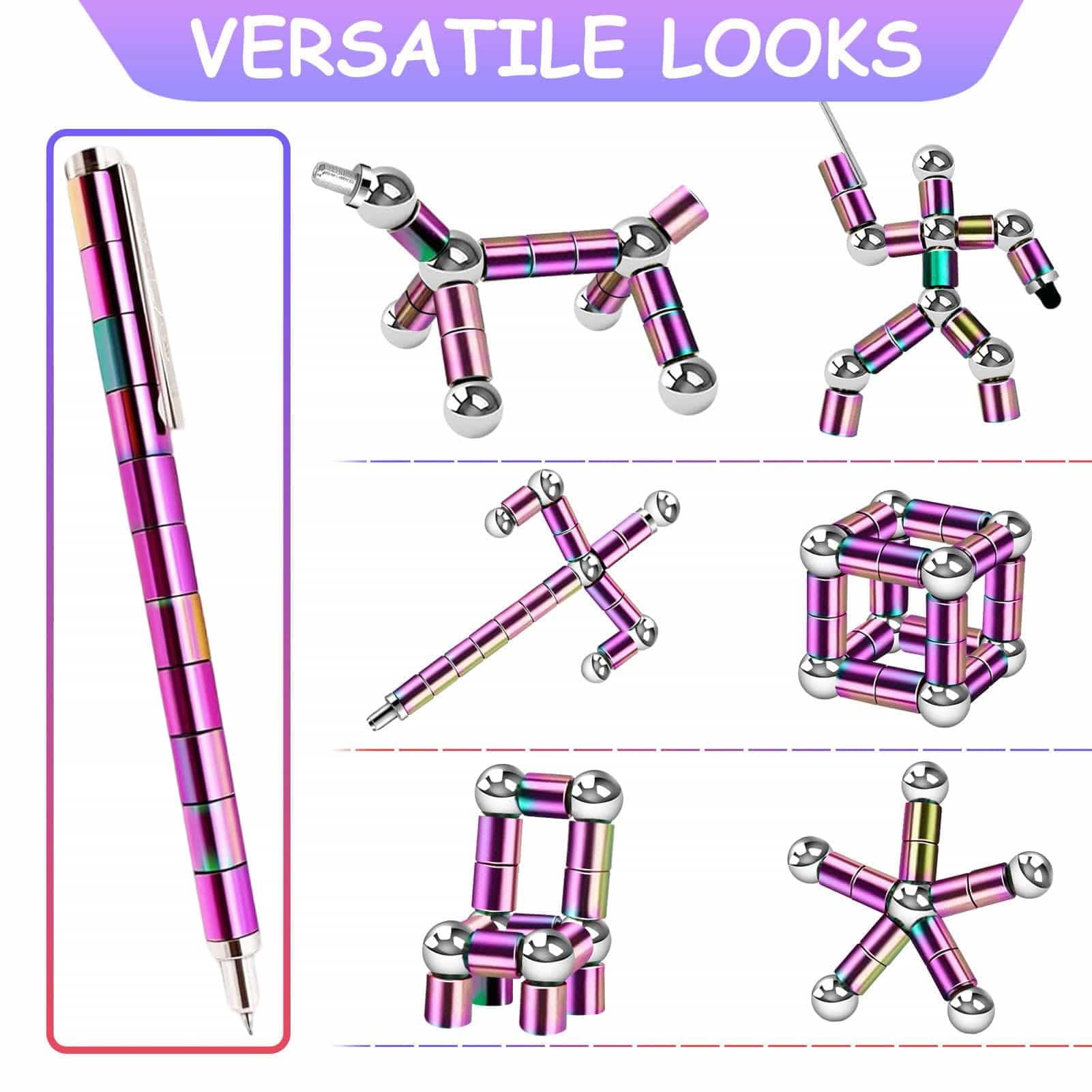 TYJHAFN Magnetic Fidget Pen – Modular Metal Stress Relief Toy & Writing Stylus for Adults